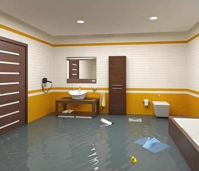 flooding bathroom interior ( 3D rendering )